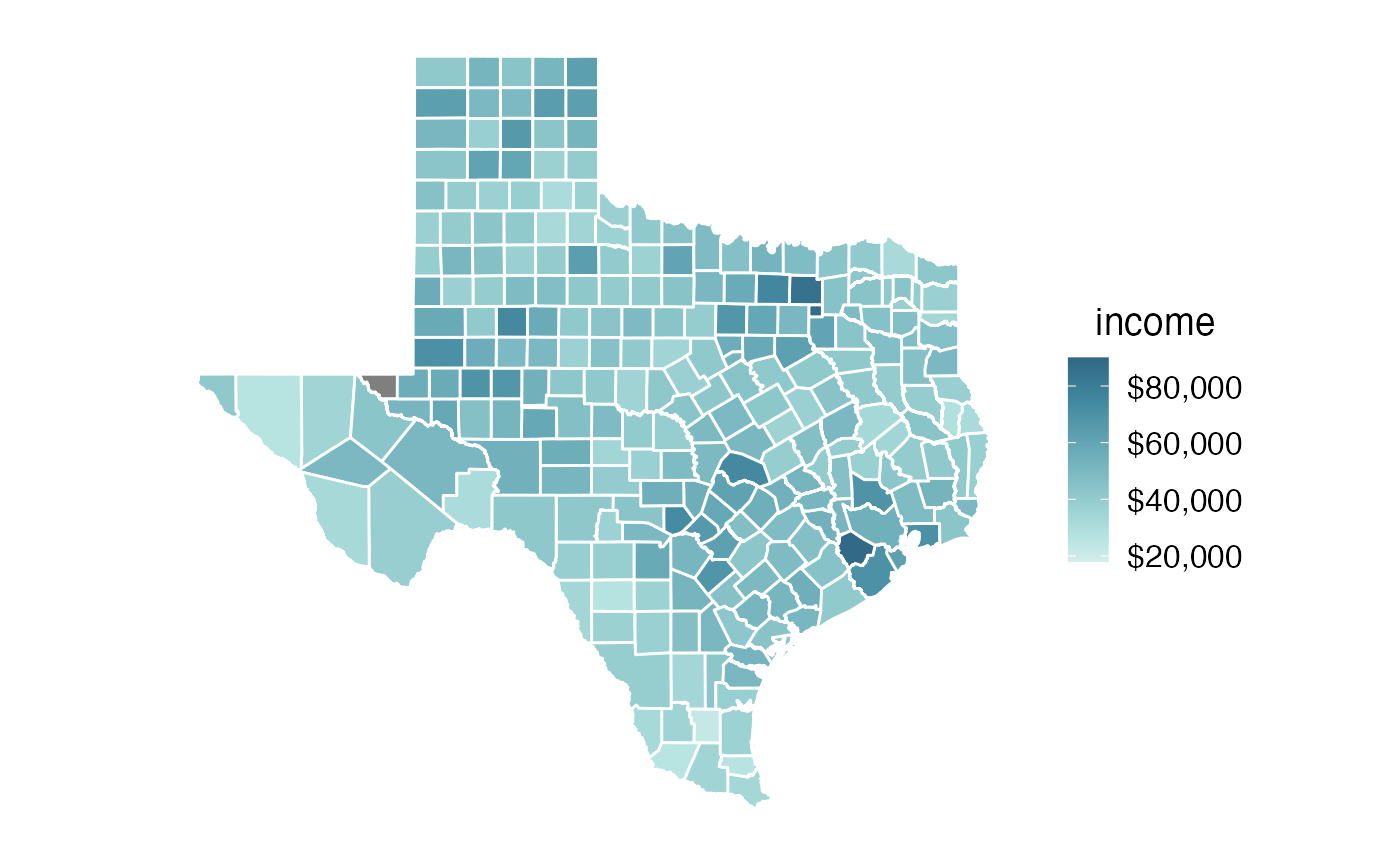 Median in Texas counties — • practicalgg